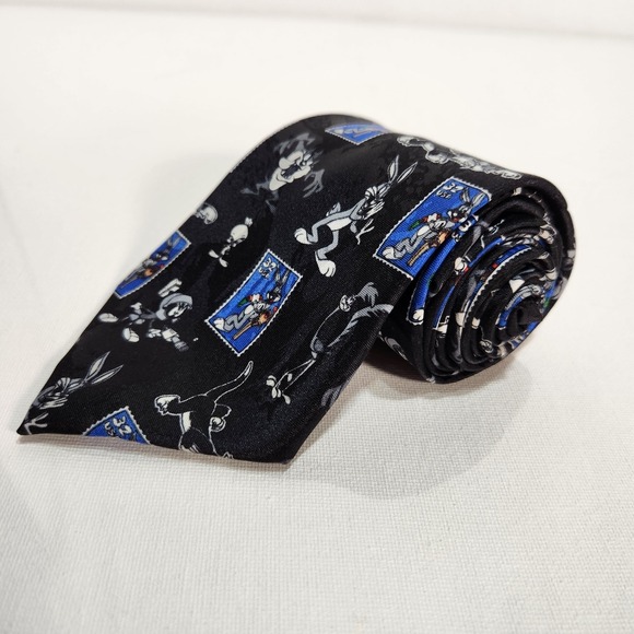 Looney Tunes Mania Other - Looney Tunes Bugs Bunny Necktie‎ Licensed Cartoon Stamp Collection Black/Blue
